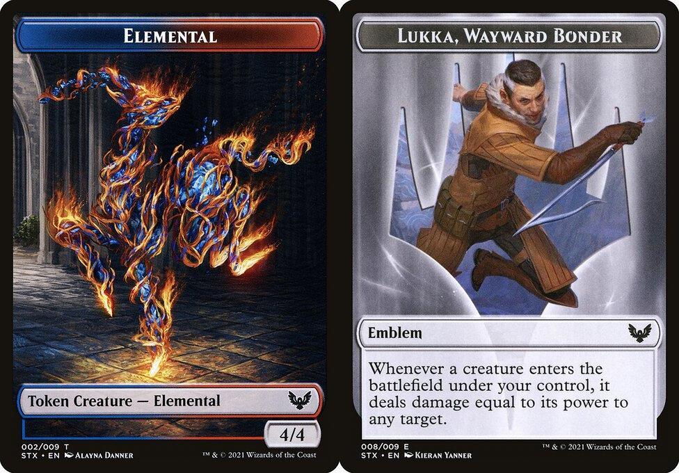 Elemental (002) // Lukka, Wayward Bonder Emblem (008) Double-Sided Token - Foil
