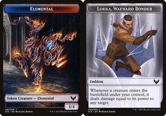 Elemental (002) // Lukka, Wayward Bonder Emblem (008) Double-Sided Token - Foil