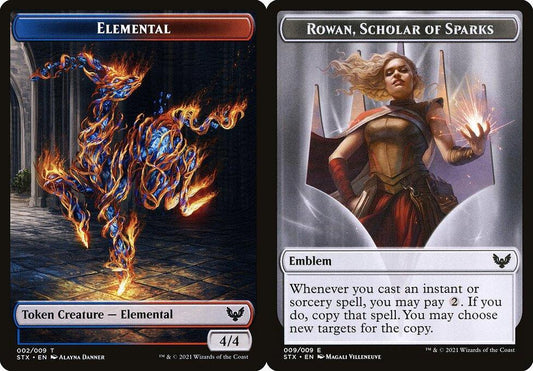 Elemental (002) // Rowan, Scholar of Sparks Emblem (009) Double-Sided Token - Foil