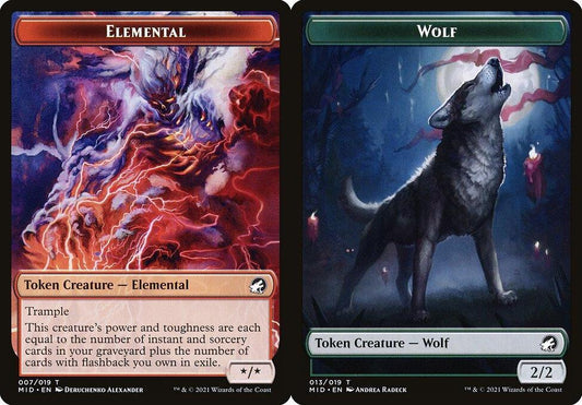 Elemental (007) // Wolf (013) Double-Sided Token - Foil