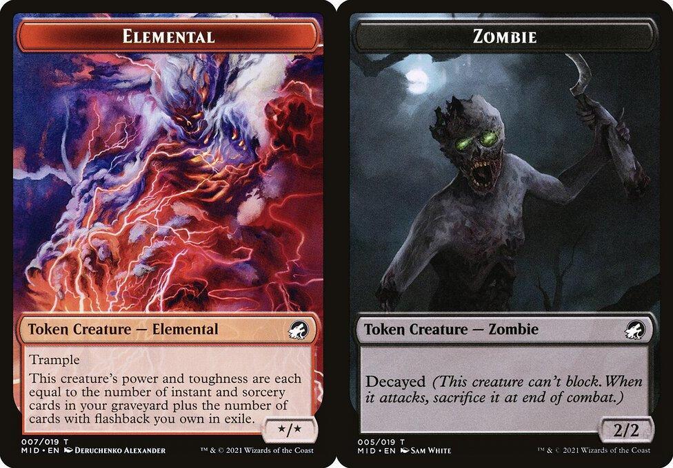 Elemental (007) // Zombie (005) Double-Sided Token - Foil