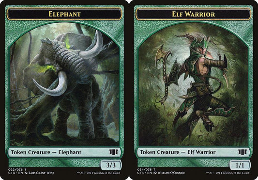 Elephant (022) // Elf Warrior (024) Double-Sided Token