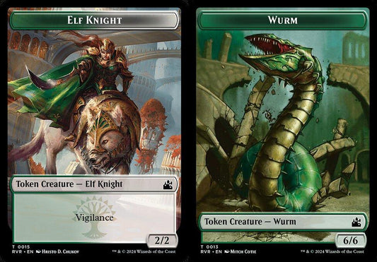 Elf Knight (0015) // Wurm (0013) Double-Sided Token - Foil