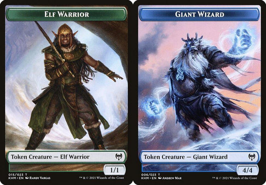 Elf Warrior (015) // Giant Wizard (006) Double-Sided Token - Foil