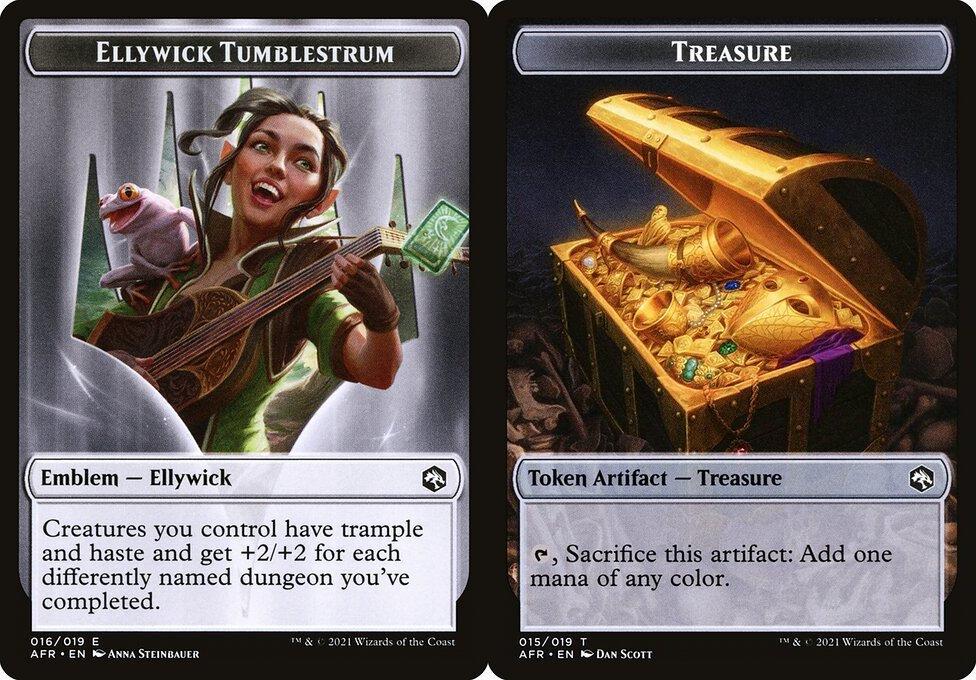 Ellywick Tumblestrum Emblem (016) // Treasure (015) Double-Sided Token - Foil