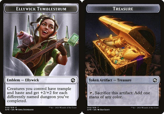 Ellywick Tumblestrum Emblem (016) // Treasure (015) Double-Sided Token - Foil