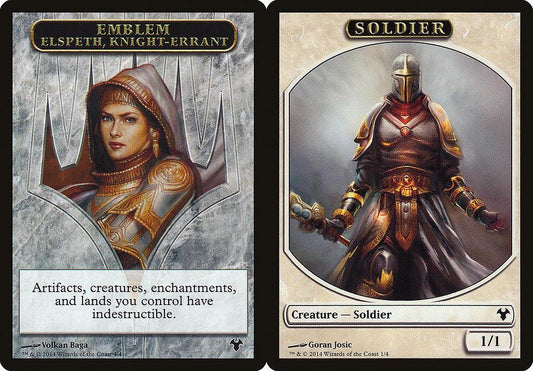 Elspeth, Knight-Errant Emblem (004) // Soldier (001) Double-Sided Token