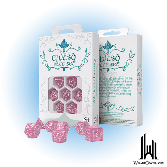 Dice Set - Elvish Shimmering Pink / White 7ct
