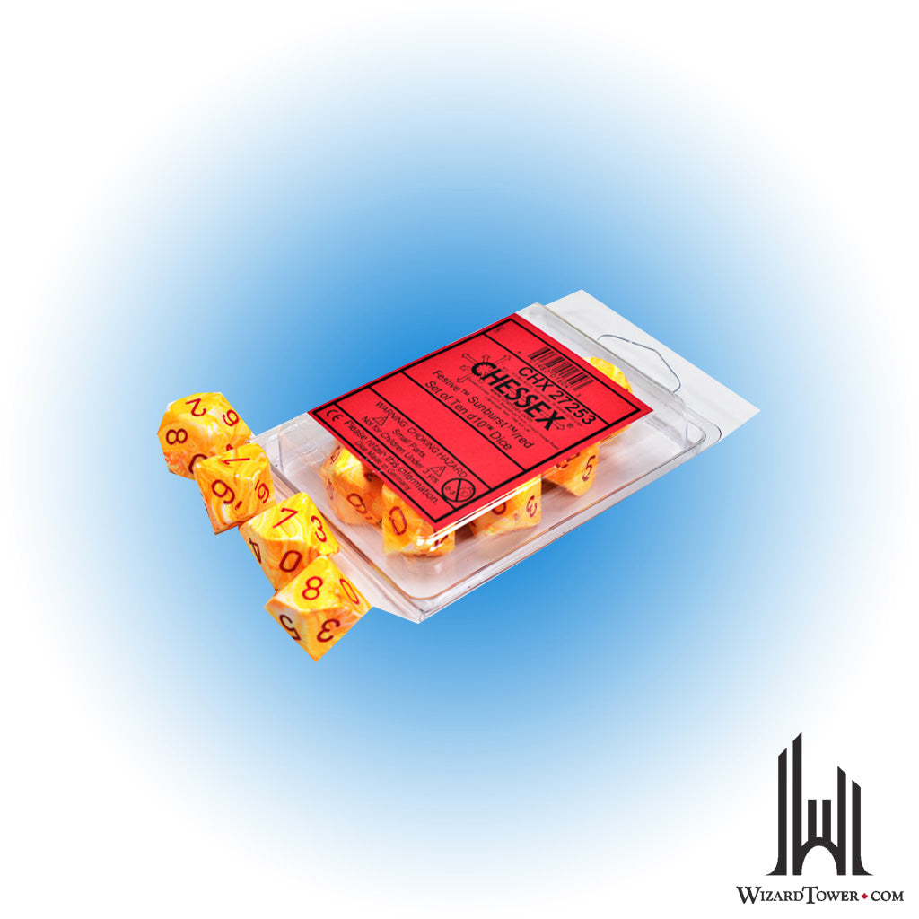 Dice Set - Festive Sunburst / Red d10 10ct