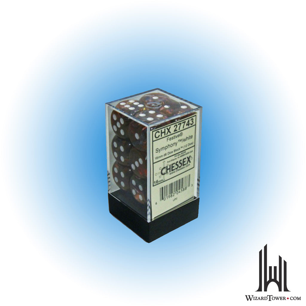 Dice Set - Festive Symphony / White 16mm d6 12ct