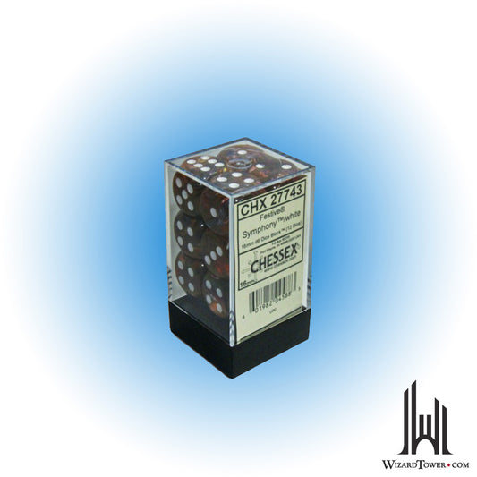 Dice Set - Festive Symphony / White 16mm d6 12ct