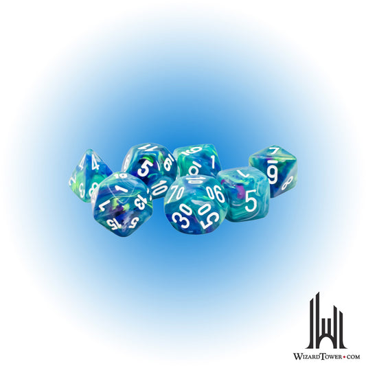 Dice Set - Festive Waterlily / White Mega 7ct