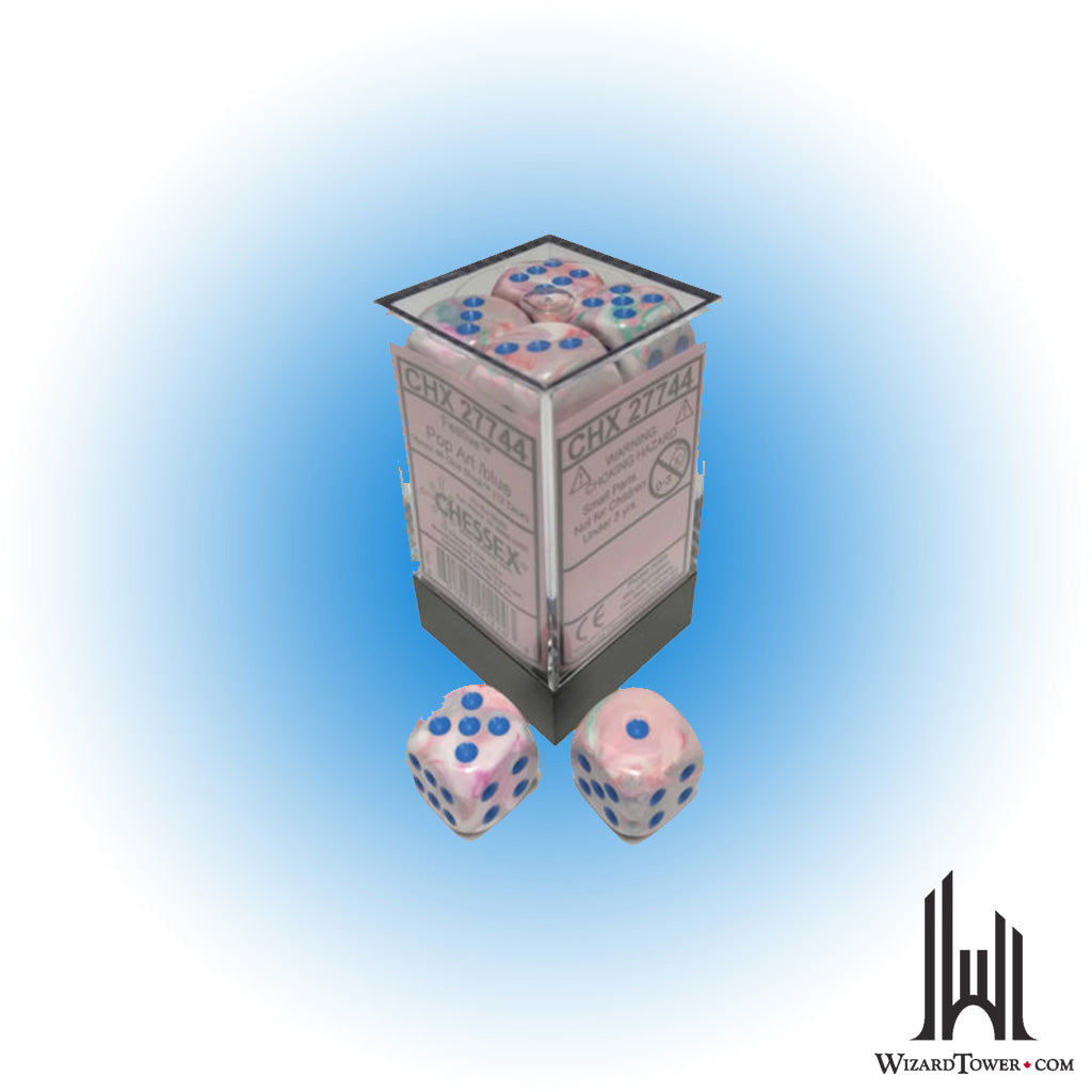 Dice Set - Festive Pop-Art / Blue 16mm d6 12ct