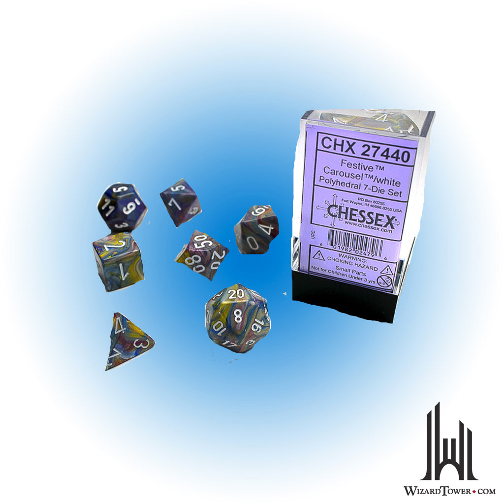 Dice Set - Festive Carousel / White 7ct