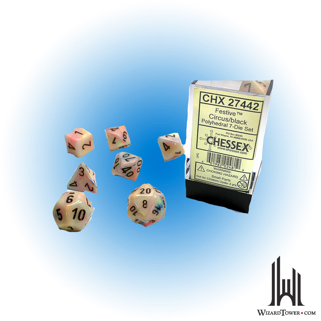 Dice Set - Festive Circus / Black 7ct