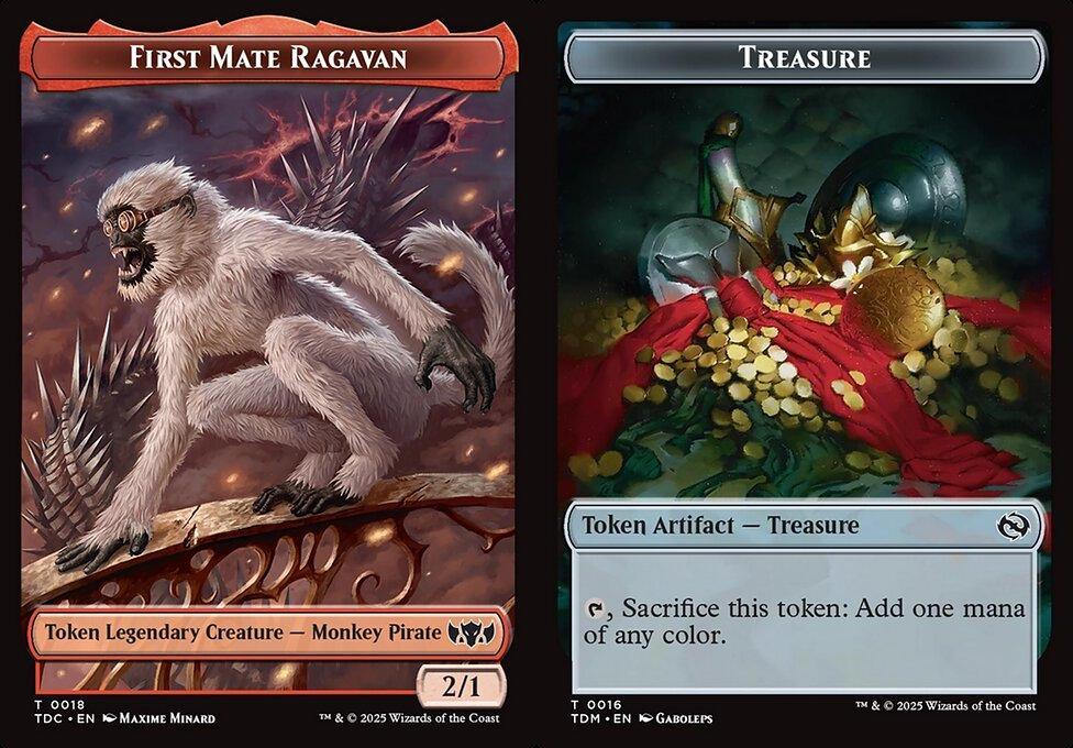 First Mate Ragavan (0018) // Treasure (0016) Double-Sided Token