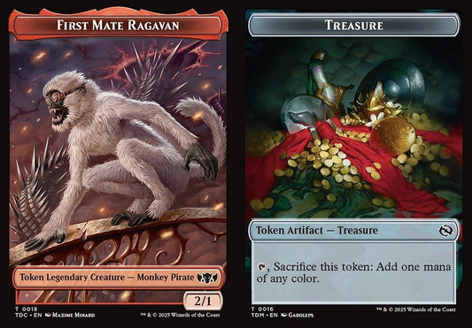 First Mate Ragavan (0018) // Treasure (0016) Double-Sided Token