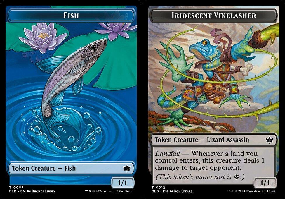 Fish (0007) // Iridescent Vinelasher (0012) Double-Sided Token - Foil