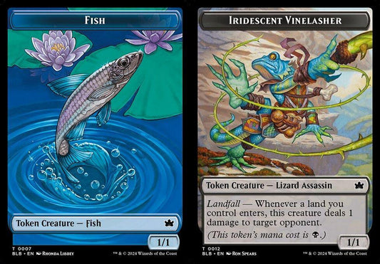 Fish (0007) // Iridescent Vinelasher (0012) Double-Sided Token - Foil
