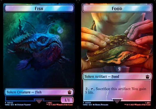 Fish (0042) // Food (0059) Double-Sided Token - Surge Foil
