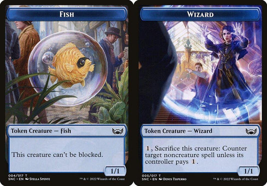 Fish (004) // Wizard (005) Double-Sided Token - Foil