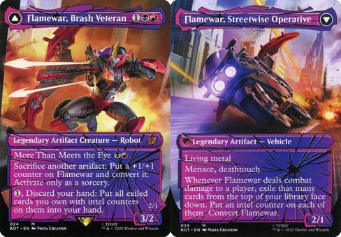Flamewar, Brash Veteran // Flamewar, Streetwise Operative (024) (Borderless) - Shattered Glass Foil