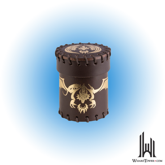 Dice Cup - Leather Flying Dragon Brown / Golden