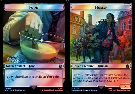 Food (0058) // Human (0038) Double-Sided Token - Surge Foil