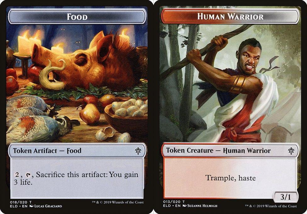 Food (018) // Human Warrior (013) Double-Sided Token - Foil