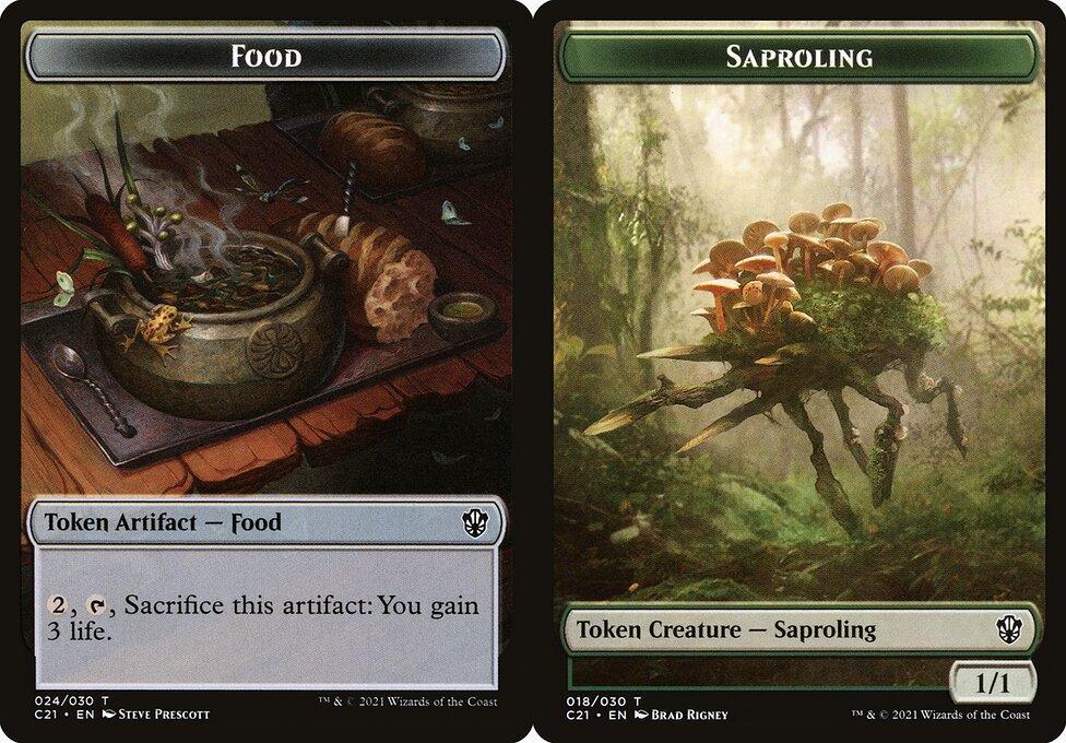 Food (024) // Saproling (018) Double-Sided Token