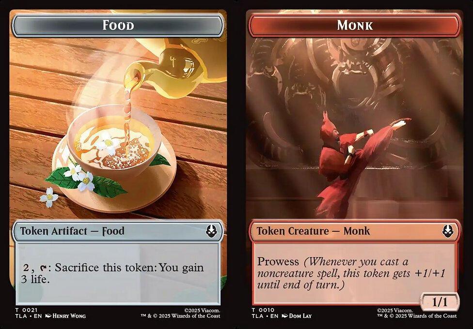 Food (0021) // Monk (0010) Double-Sided Token (TTLA) - Foil