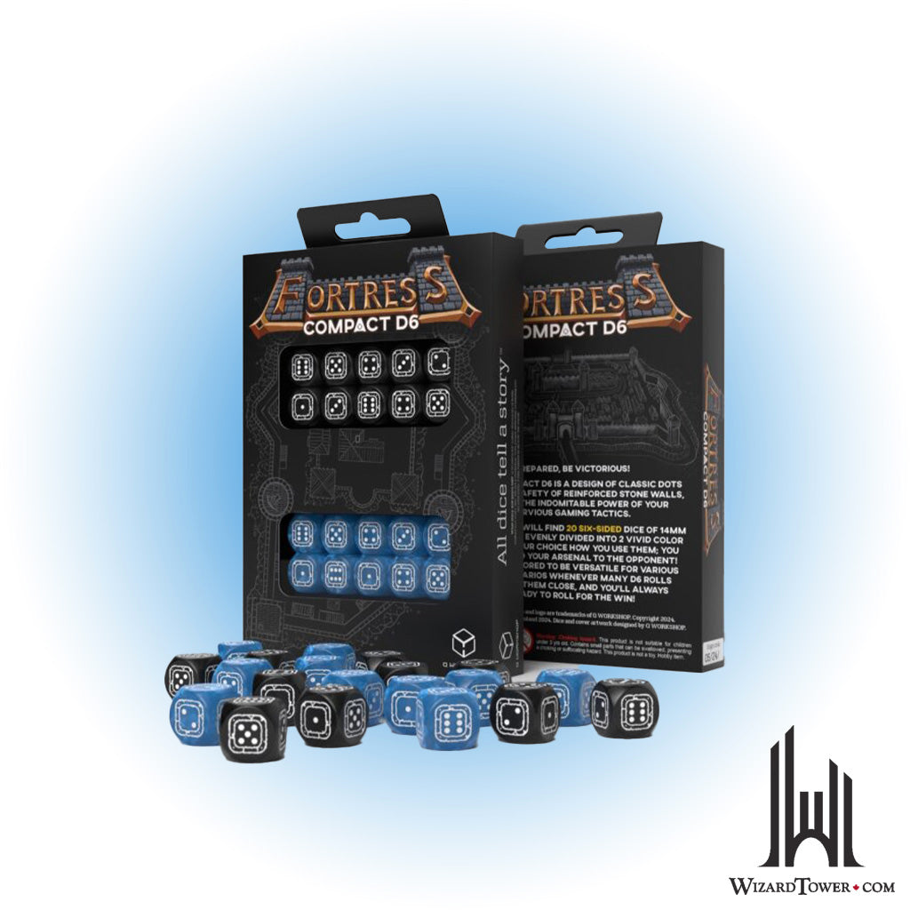 Dice Set - Fortress Compact Black / Blue d6 20ct