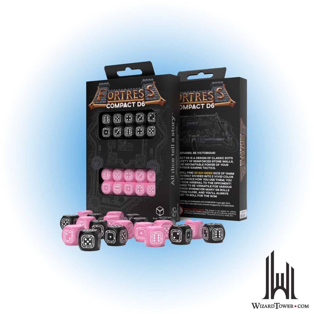 Dice Set - Fortress Compact Black / Pink d6 20ct