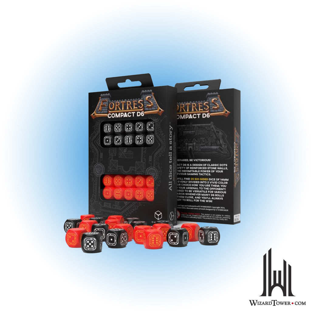 Dice Set - Fortress Compact Black / Red d6 20ct