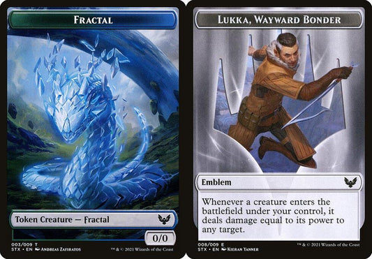 Fractal (003) // Lukka, Wayward Bonder Emblem (008) Double-Sided Token - Foil