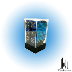 Dice Set - Gemini Black-Blue / Gold 16mm d6 12ct