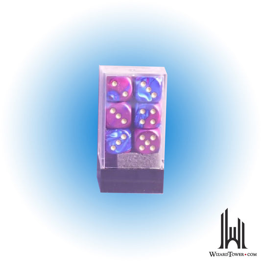 Dice Set - Gemini Blue-Purple / Gold 16mm d6 12ct