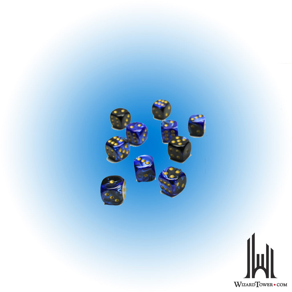 Dice Set - Gemini Black-Blue / Gold 12mm d6 36ct