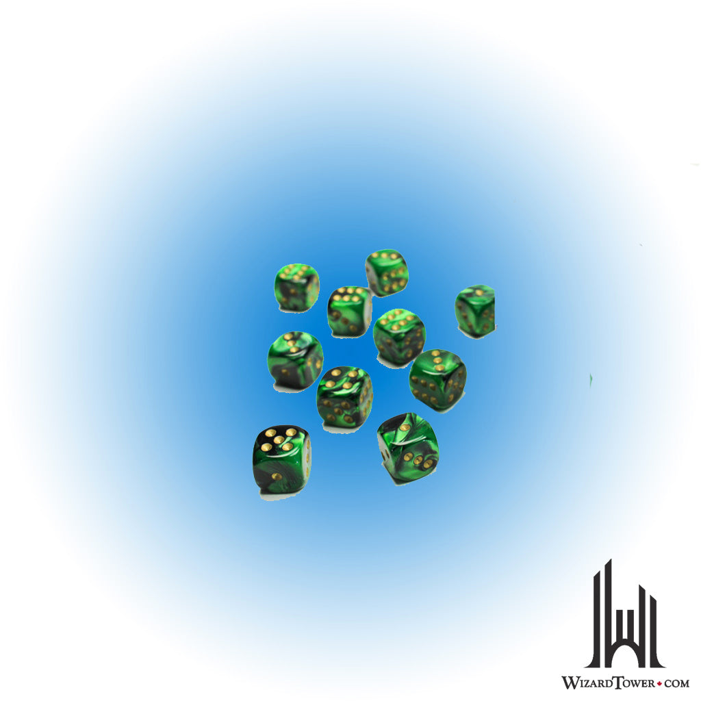Dice Set - Gemini Black-Green / Gold 12mm d6 36ct