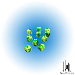 Dice Set - Gemini Green-Yellow / Silver 12mm d6 36ct