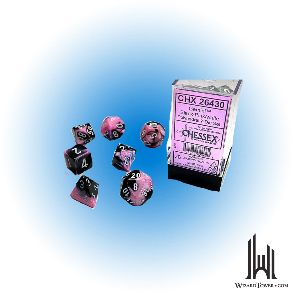 Dice Set - Gemini Black-Pink / White 7ct