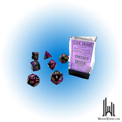 Dice Set - Gemini Black-Purple / Gold 7ct
