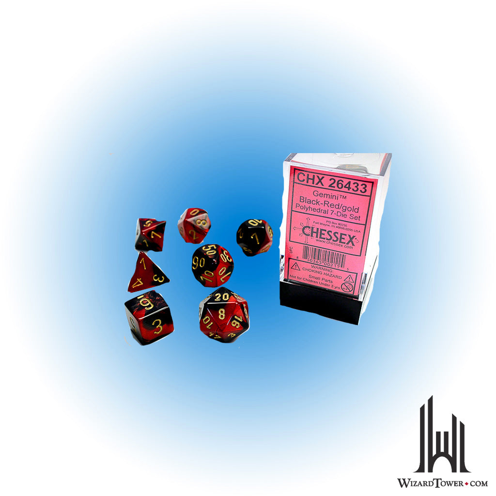 Dice Set - Gemini Black-Red / Gold 7ct