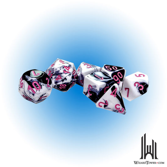 Dice Set - Gemini Black-White / Pink 7ct