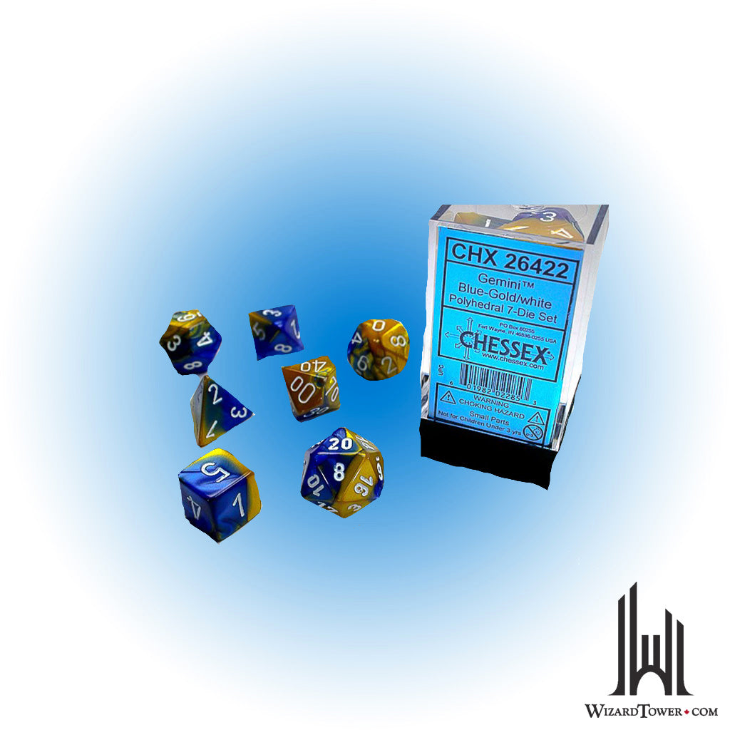 Dice Set - Gemini Blue-Gold / White 7ct
