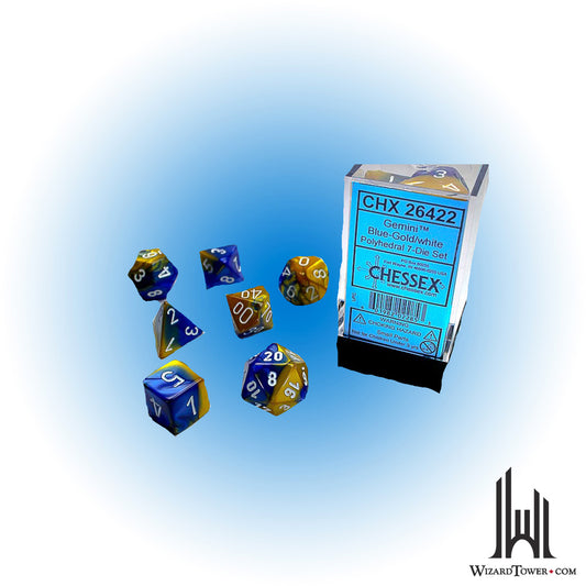 Dice Set - Gemini Blue-Gold / White 7ct