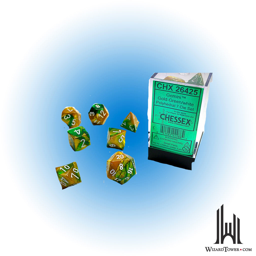 Dice Set - Gemini Gold-Green / White 7ct