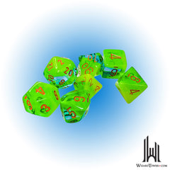 Dice Set - Gemini Plasma Green-Teal / Orange Luminary 7ct