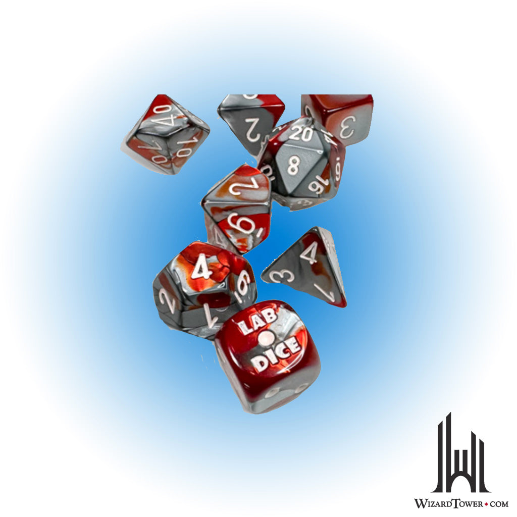 Dice Set - Gemini Red-Steel / White 7ct