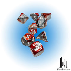 Dice Set - Gemini Red-Steel / White 7ct